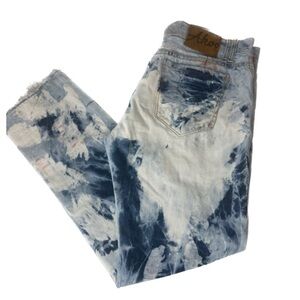 Akoo Jeans Bleach Washed Distressed No Rivals Big Oak Fit Size 38 Y2K Baggy